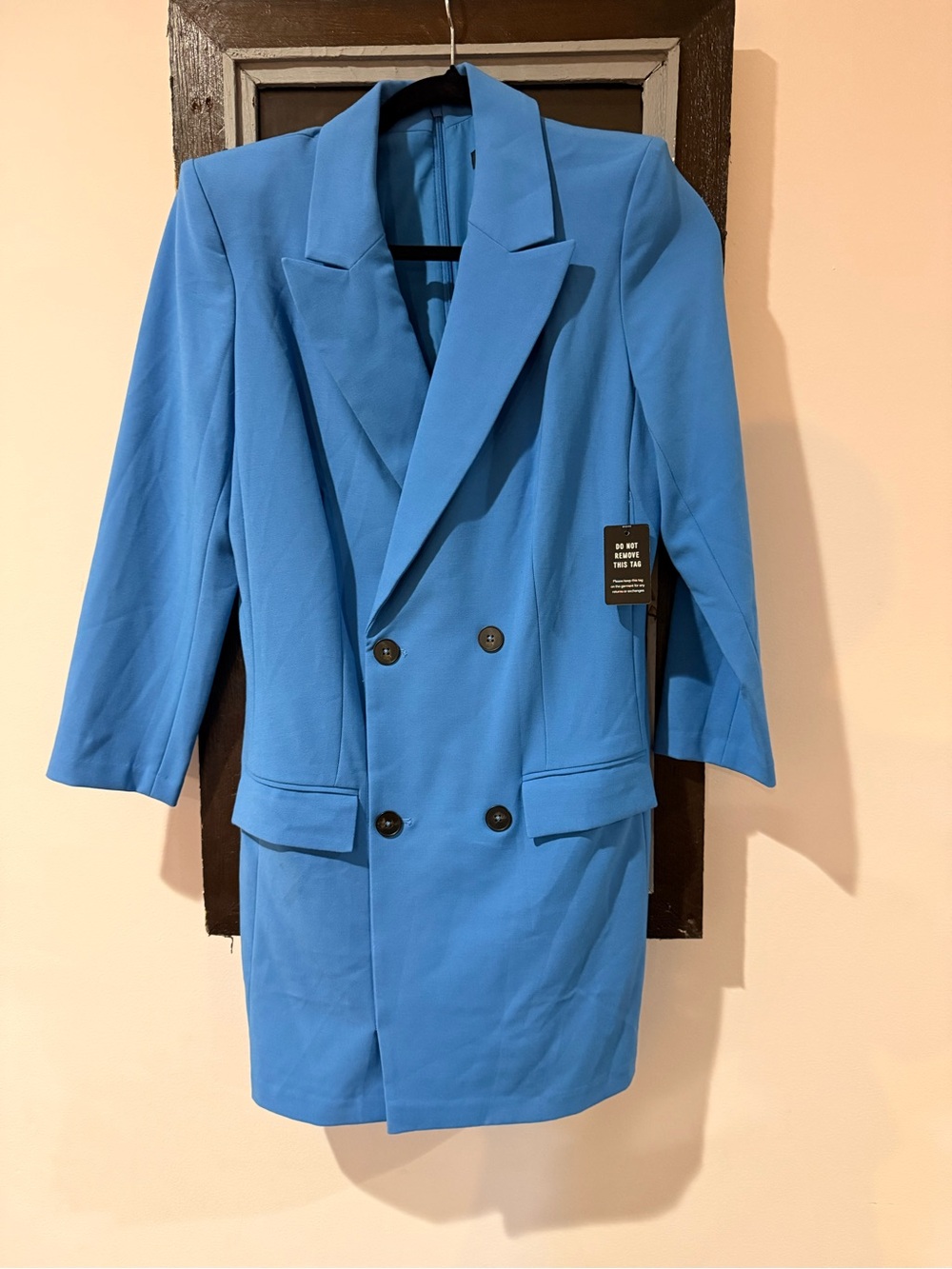 Express Double-Breasted Bright Blue Blazer Dress